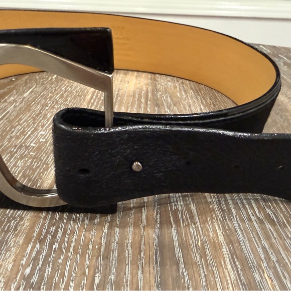 W by Worth Mixed Media Black Leather & Calf Hair Statement Belt - Med - Like New - Picture 4 of 6